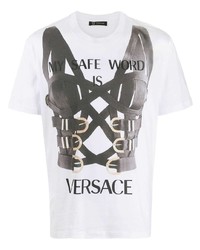 weißes bedrucktes T-Shirt mit einem Rundhalsausschnitt von Versace