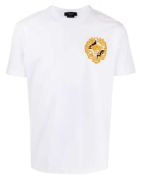 weißes bedrucktes T-Shirt mit einem Rundhalsausschnitt von Versace