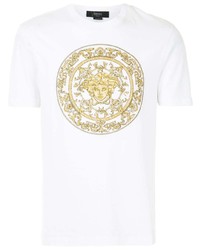 weißes bedrucktes T-Shirt mit einem Rundhalsausschnitt von Versace