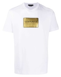 weißes bedrucktes T-Shirt mit einem Rundhalsausschnitt von Versace