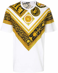 weißes bedrucktes T-Shirt mit einem Rundhalsausschnitt von Versace