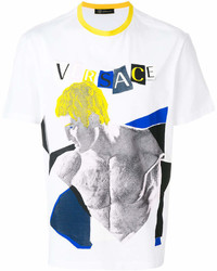 weißes bedrucktes T-Shirt mit einem Rundhalsausschnitt von Versace