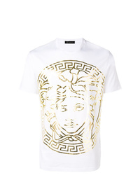 weißes bedrucktes T-Shirt mit einem Rundhalsausschnitt von Versace