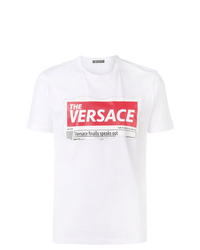 weißes bedrucktes T-Shirt mit einem Rundhalsausschnitt von Versace