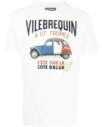 weißes bedrucktes T-Shirt mit einem Rundhalsausschnitt von Vilebrequin