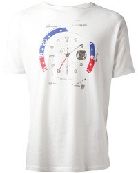 weißes bedrucktes T-Shirt mit einem Rundhalsausschnitt von Vintage 55