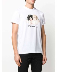 weißes bedrucktes T-Shirt mit einem Rundhalsausschnitt von Fiorucci