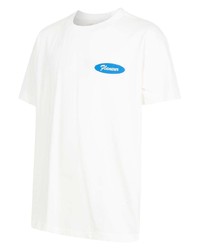 weißes bedrucktes T-Shirt mit einem Rundhalsausschnitt von Flaneur Homme