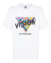 weißes bedrucktes T-Shirt mit einem Rundhalsausschnitt von Vision Street Wear