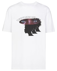 weißes bedrucktes T-Shirt mit einem Rundhalsausschnitt von VIVENDII