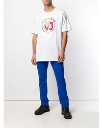 weißes bedrucktes T-Shirt mit einem Rundhalsausschnitt von VERSACE JEANS COUTURE