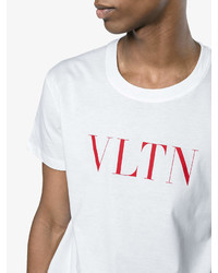 weißes bedrucktes T-Shirt mit einem Rundhalsausschnitt von Valentino