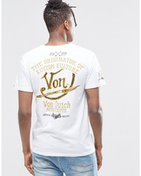 weißes bedrucktes T-Shirt mit einem Rundhalsausschnitt von Von Dutch