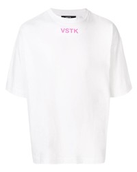 weißes bedrucktes T-Shirt mit einem Rundhalsausschnitt von Vostok CLTH