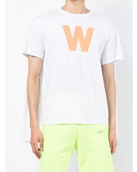 weißes bedrucktes T-Shirt mit einem Rundhalsausschnitt von Walter Van Beirendonck