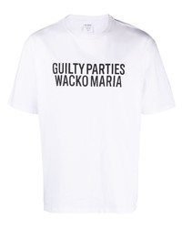 weißes bedrucktes T-Shirt mit einem Rundhalsausschnitt von Wacko Maria