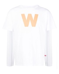 weißes bedrucktes T-Shirt mit einem Rundhalsausschnitt von Walter Van Beirendonck