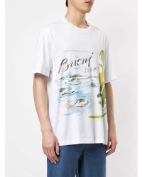 weißes bedrucktes T-Shirt mit einem Rundhalsausschnitt von Brioni