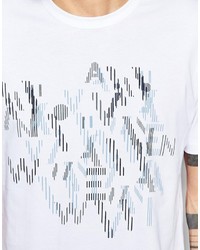 weißes bedrucktes T-Shirt mit einem Rundhalsausschnitt von WÅVEN