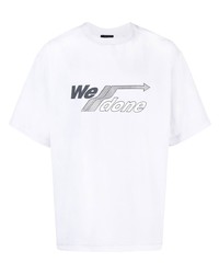 weißes bedrucktes T-Shirt mit einem Rundhalsausschnitt von We11done