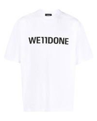 weißes bedrucktes T-Shirt mit einem Rundhalsausschnitt von We11done