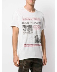 weißes bedrucktes T-Shirt mit einem Rundhalsausschnitt von John Varvatos