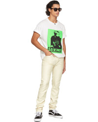 weißes bedrucktes T-Shirt mit einem Rundhalsausschnitt von Seekings