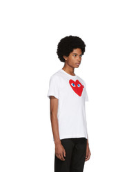 weißes bedrucktes T-Shirt mit einem Rundhalsausschnitt von Comme Des Garcons Play