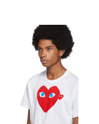 weißes bedrucktes T-Shirt mit einem Rundhalsausschnitt von Comme Des Garcons Play