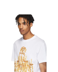 weißes bedrucktes T-Shirt mit einem Rundhalsausschnitt von Versace