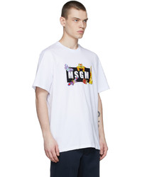 weißes bedrucktes T-Shirt mit einem Rundhalsausschnitt von MSGM