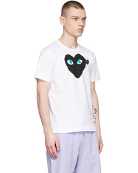 weißes bedrucktes T-Shirt mit einem Rundhalsausschnitt von Comme Des Garcons Play