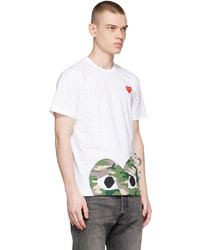 weißes bedrucktes T-Shirt mit einem Rundhalsausschnitt von Comme Des Garcons Play