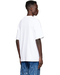 weißes bedrucktes T-Shirt mit einem Rundhalsausschnitt von Xander Zhou