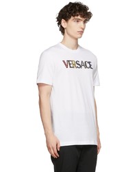 weißes bedrucktes T-Shirt mit einem Rundhalsausschnitt von Versace