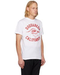 weißes bedrucktes T-Shirt mit einem Rundhalsausschnitt von DSQUARED2