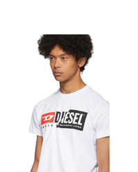 weißes bedrucktes T-Shirt mit einem Rundhalsausschnitt von Diesel