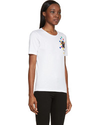 weißes bedrucktes T-Shirt mit einem Rundhalsausschnitt von Dsquared2