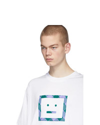 weißes bedrucktes T-Shirt mit einem Rundhalsausschnitt von Acne Studios