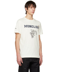 weißes bedrucktes T-Shirt mit einem Rundhalsausschnitt von Moncler