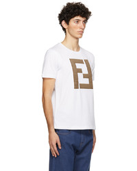 weißes bedrucktes T-Shirt mit einem Rundhalsausschnitt von Fendi