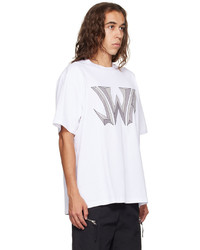 weißes bedrucktes T-Shirt mit einem Rundhalsausschnitt von JW Anderson