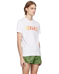 weißes bedrucktes T-Shirt mit einem Rundhalsausschnitt von Versace