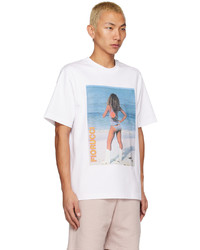 weißes bedrucktes T-Shirt mit einem Rundhalsausschnitt von Fiorucci