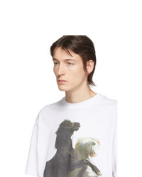 weißes bedrucktes T-Shirt mit einem Rundhalsausschnitt von Acne Studios