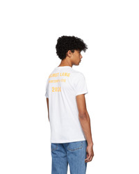 weißes bedrucktes T-Shirt mit einem Rundhalsausschnitt von Helmut Lang