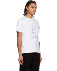 weißes bedrucktes T-Shirt mit einem Rundhalsausschnitt von A.P.C.