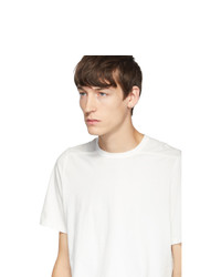 weißes bedrucktes T-Shirt mit einem Rundhalsausschnitt von Rick Owens