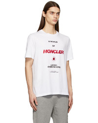 weißes bedrucktes T-Shirt mit einem Rundhalsausschnitt von Moncler