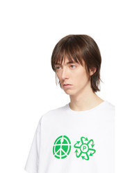 weißes bedrucktes T-Shirt mit einem Rundhalsausschnitt von Rassvet